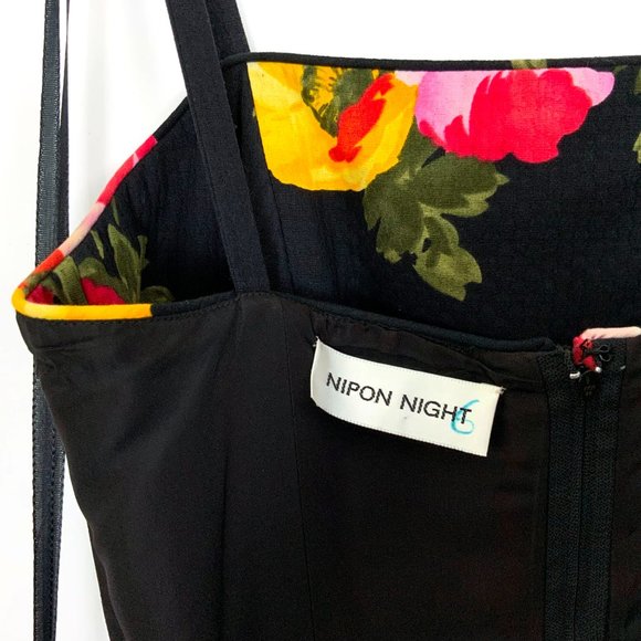 Vintage Nipon Night Floral Maxi Cotton Gown Dress Size 10 (6-8) - Picture 4 of 16